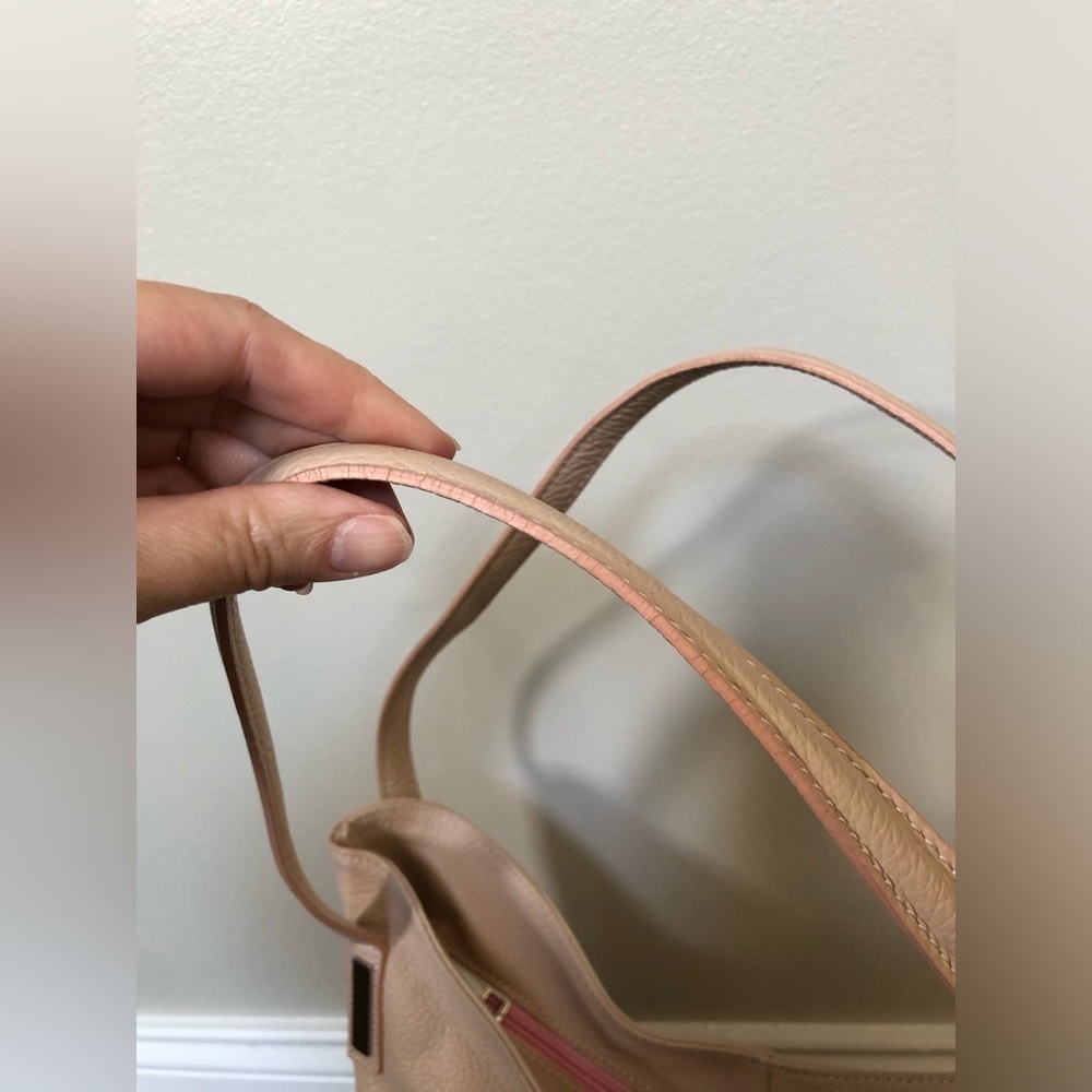 Vera Pelle Luisa Peachy Pink Genuine Italian Soft Leather Large Shoulder Bag - Picture 4 of 16